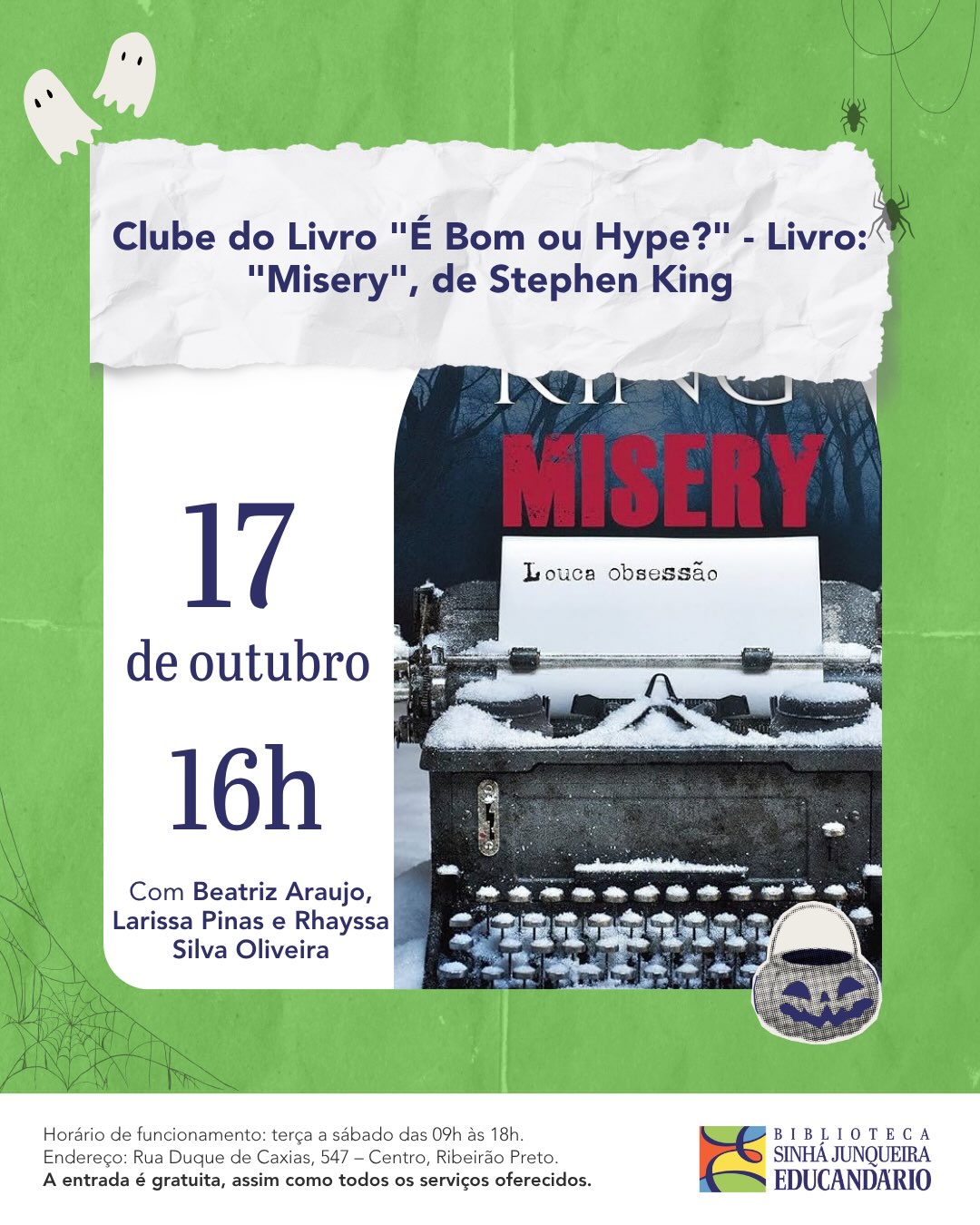 Clube do Livro "É Bom ou Hype?" - Livro: "Misery", de Stephen King