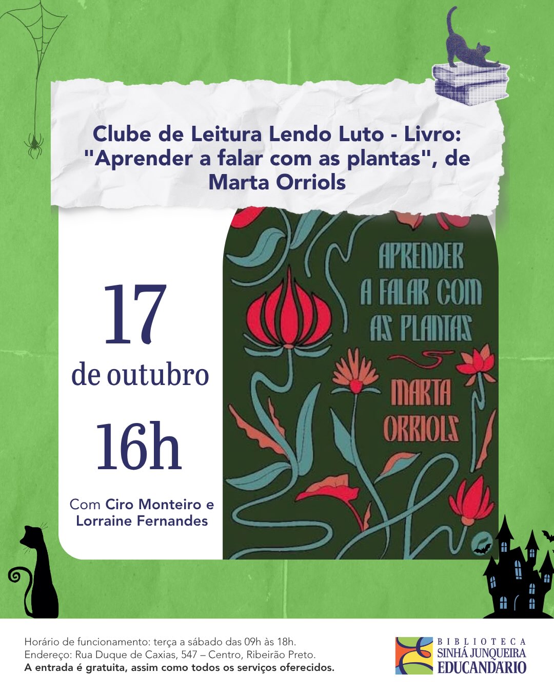 Clube de Leitura Lendo Luto - Livro: "Aprender a falar com as plantas", de Marta Orriols