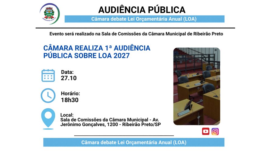 Câmara convida população a acompanhar e debater orçamento do município