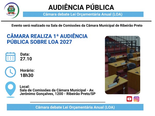 Câmara convida população a acompanhar e debater orçamento do município